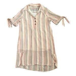 Indigo‎ Rose Red Striped Cream Tunic Shirt Dress Size Medium Coastal Grandmother
